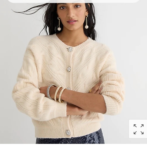 J. Crew Sweaters - BNWT J.Crew cable-knit cardigan/sweater with jewel buttons size M